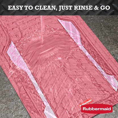 Rubbermaid Car Floor Mat, Heavy Duty All-Weather Car Mats Full Set with Dual-Tone Pink Aluminum Inserts – Universal Fit, Anti-Slip Backing, Trim-to-Fit for Most SUV, Sedan, Van
