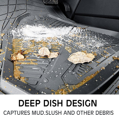 CAR PASS Heavy Duty Rubber Car Mats with Cargo Liner, Deep-Dish Car Floor Mats and Trunk Mat All Weather, Universal Trim-to-Fit for SUVs Trucks Sedans, Waterproof Anti-Slip, Trimmable V12 Black