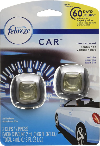 Febreze Car Air Freshener Vent Clip Platinum Ice Scent, .07 oz. Car Vent Clip, Pack of 4