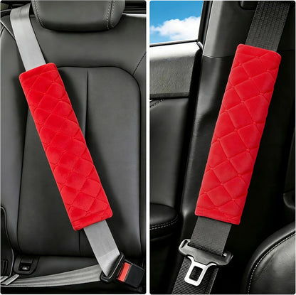 Amooca Soft Auto Seat Belt Cover Seatbelt Shoulder Pad 2 PCS for a More Comfortable Driving Compatible with All Cars and Backpack Black
