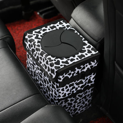 AOKJOY Car Garbage can with lid Leak Proof Vehicle Trash Can 3 Storage Pockets Hanging Waterproof car Trash Bag for SUV Beige