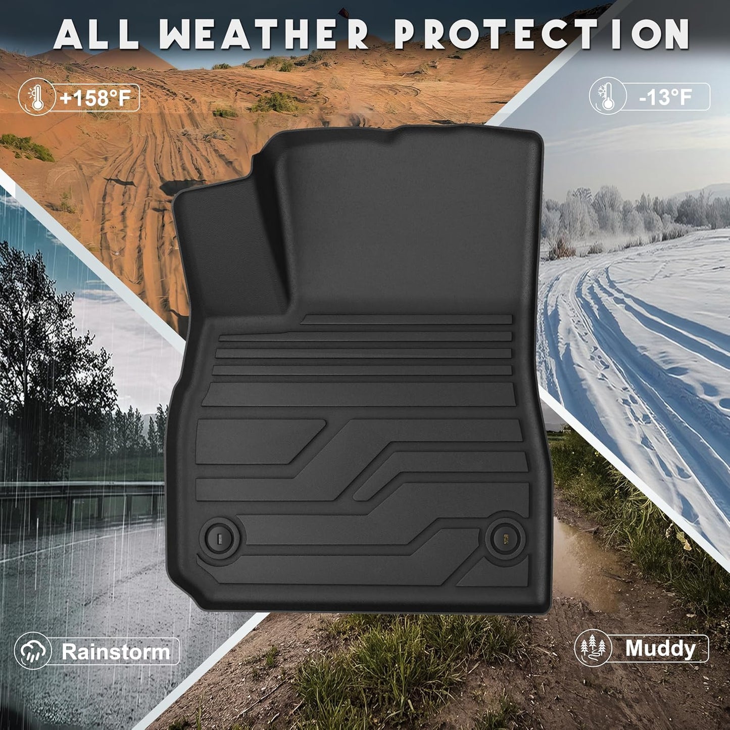 KARPAL Floor Mats for 2007-2013 Chevy Silverado & GMC Sierra 1500 Crew Cab / 2007-2014 2500/3500 HD(Footwell Coverage), All-Weather TPE Custom Fit Floor Liners Car Accessories