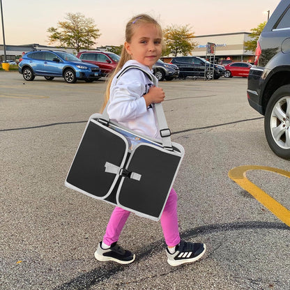 MENZOKE Kids Travel Tray for Toddler Car Seat, Road Trip Activities for Kids with iPad Holder Stand & Dry Erase Board, Road Trip Essentials Accessories Lap Tray as Travel Gifts for Kid, Pink
