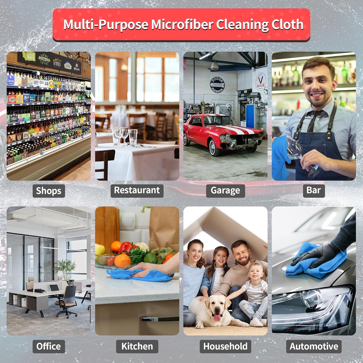 Microfiber Cleaning Cloth, 100 Pack Cleaning Rags Microfiber Towel Bulk Absorbent Lint-Free Wash Cloths, All-Purpose Shop Towels for Cars, Automotive, Garage, Home & Kitchen 11.5"*11.5"