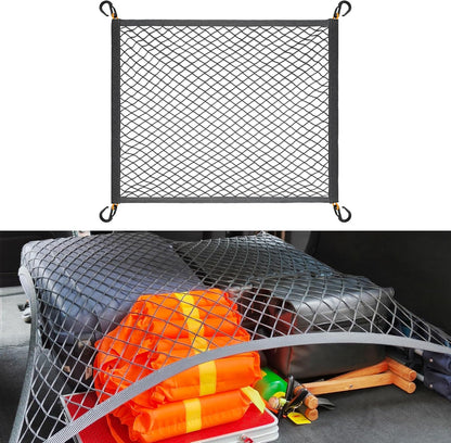 Elastic Cargo Net for SUV, Car Trunk Net Organizer with ABS Hook Storage Mesh Cargo Nets 27.5 x 19.6 Inch for Truck Bed Tailgate Netting Accessories Gray