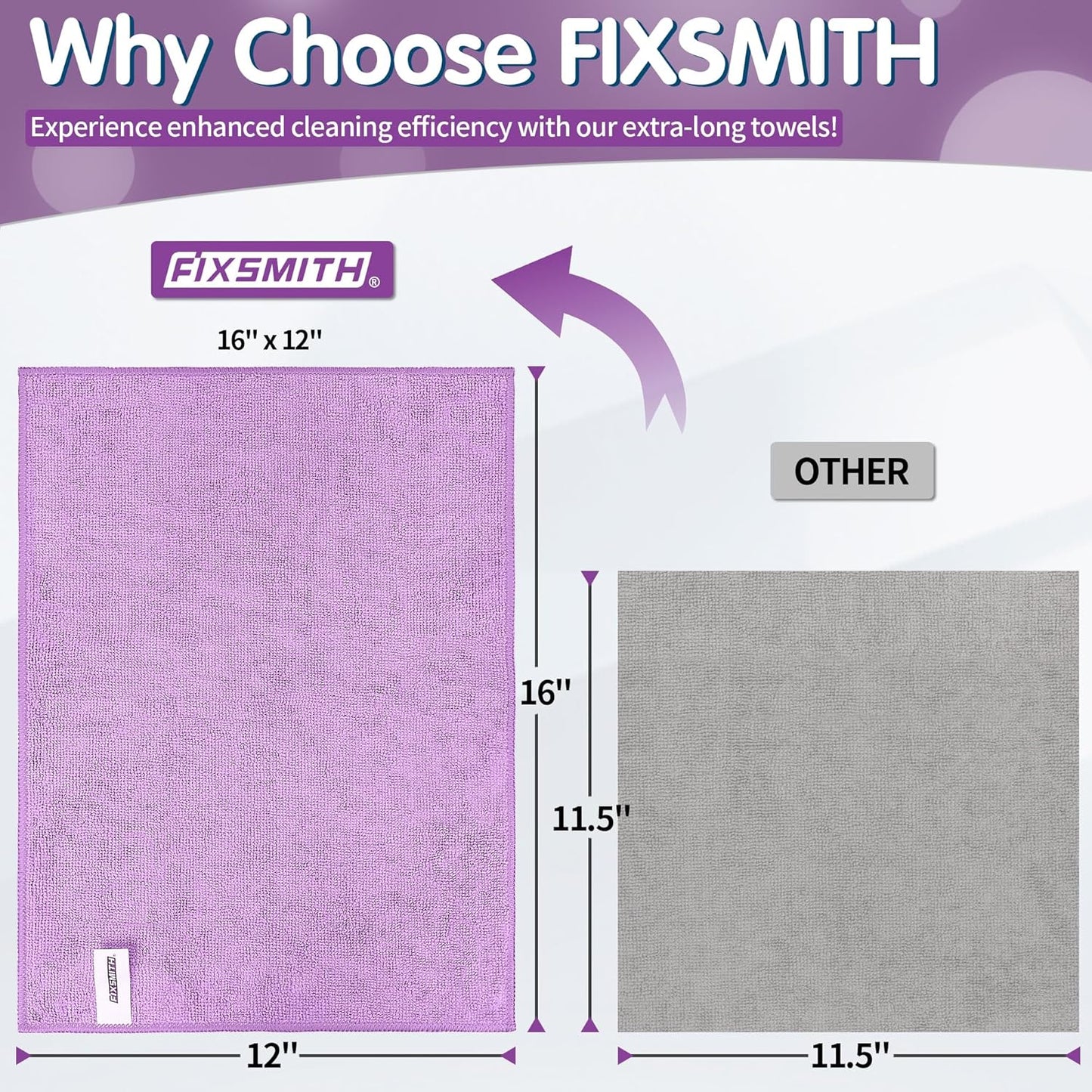 FIXSMITH Microfiber Cleaning Cloth - Pack of 50, Microfiber Towels for Cars 16 x 12 in, Highly Absorbent Cleaning Rags, Lint-Free, Streak-Free Cleaning Cloths for Car Kitchen Home Office