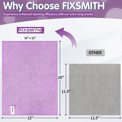 FIXSMITH Microfiber Cleaning Cloth - Pack of 50, Microfiber Towels for Cars 16 x 12 in, Highly Absorbent Cleaning Rags, Lint-Free, Streak-Free Cleaning Cloths for Car Kitchen Home Office