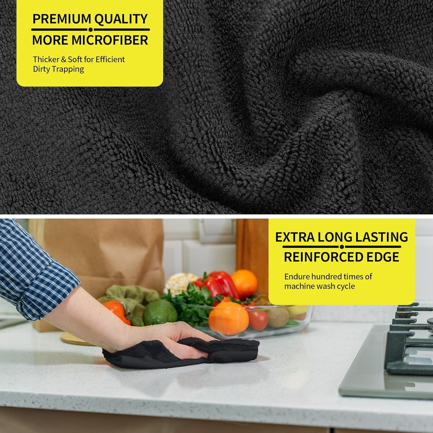 Microfiber Cleaning Cloth, 100 Pack Cleaning Rags Microfiber Towel Bulk Absorbent Lint-Free Wash Cloths, All-Purpose Shop Towels for Cars, Automotive, Garage, Home & Kitchen 11.5"*11.5"
