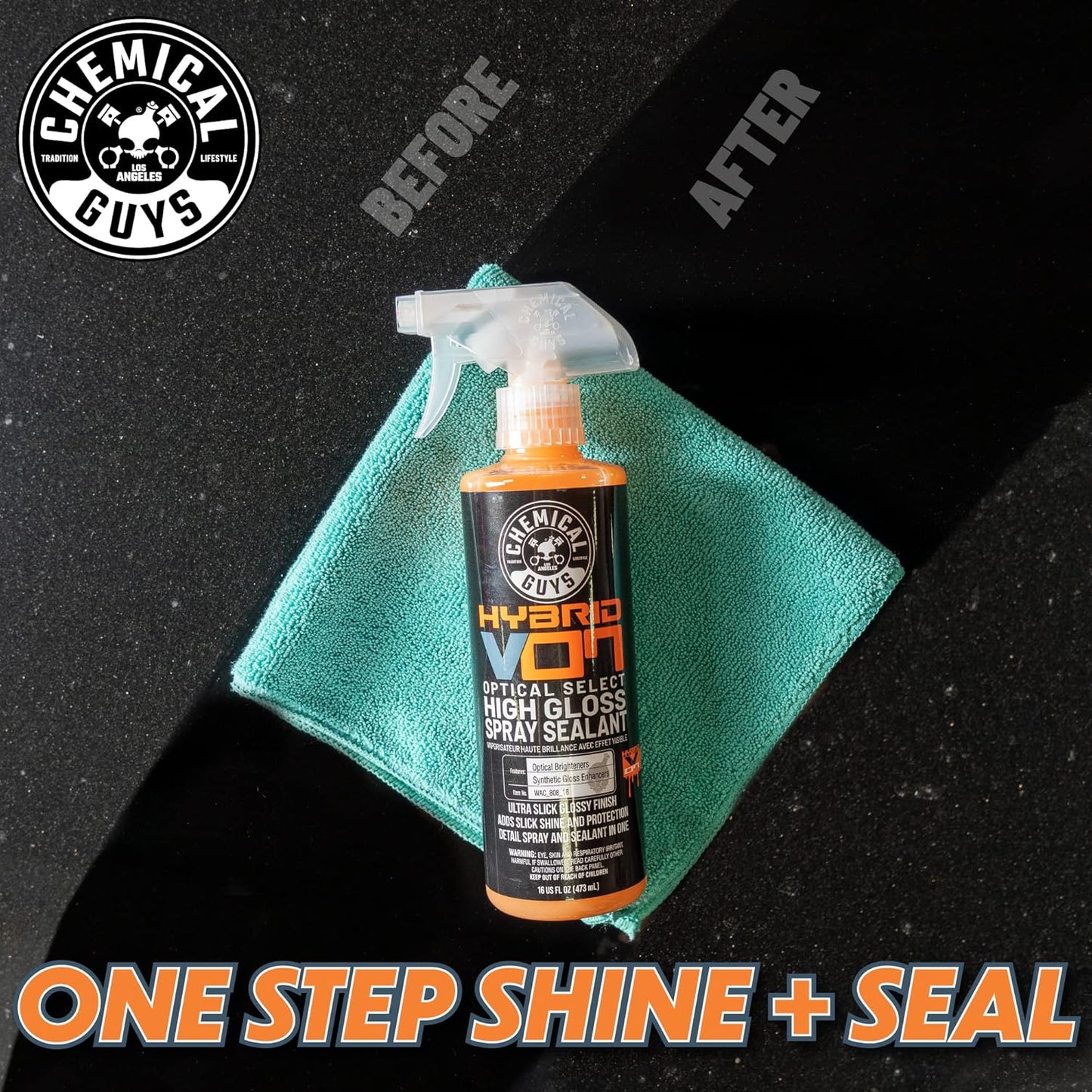 Chemical Guys WAC_808_16 Hybrid V7 Optical Select High Gloss Spray Sealant & Quick Detailer (Safe for All Finishes Including Ceramic Coatings), 16 fl oz, Orange Scent