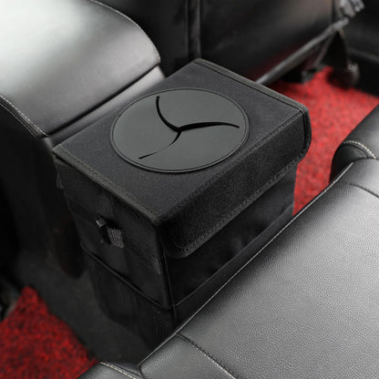 AOKJOY Car Garbage can with lid Leak Proof Vehicle Trash Can 3 Storage Pockets Hanging Waterproof car Trash Bag for SUV Beige
