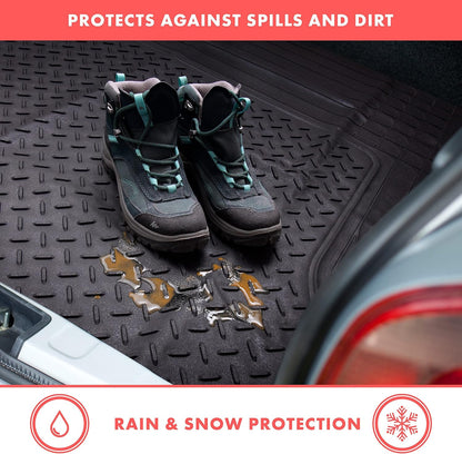 VaygWay Heavy Duty Cargo Liner Trunk Floor Mat – All Weather Trunk Protection Floor Mat - Black Rubber Trimmable Durable Cargo Auto Mat – Universal Fit Car SUV Truck Auto