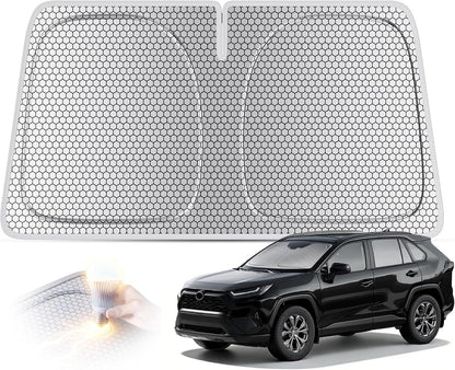 helloleiboo Graphene Car Windshield Sun Shade Car Sun Shade for Windshield with Heat Absorption Coating Foldable Design with UV Protection to Keep Your Car Interior Cooler Silver (X-Large-61 × 34 in)