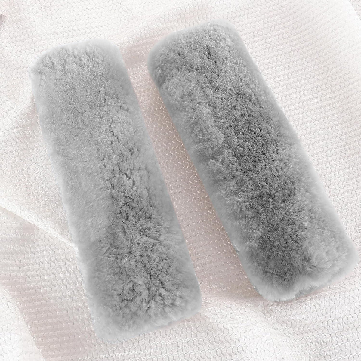 Amooca Soft Faux Fur Universal Fit Seatbelt Cover Car Truck SUV Airplane Seat Belt Shoulder Pad for Carmera Backpack Straps Neck Cushion Protector 2 Pack 10.5in Dark Gray