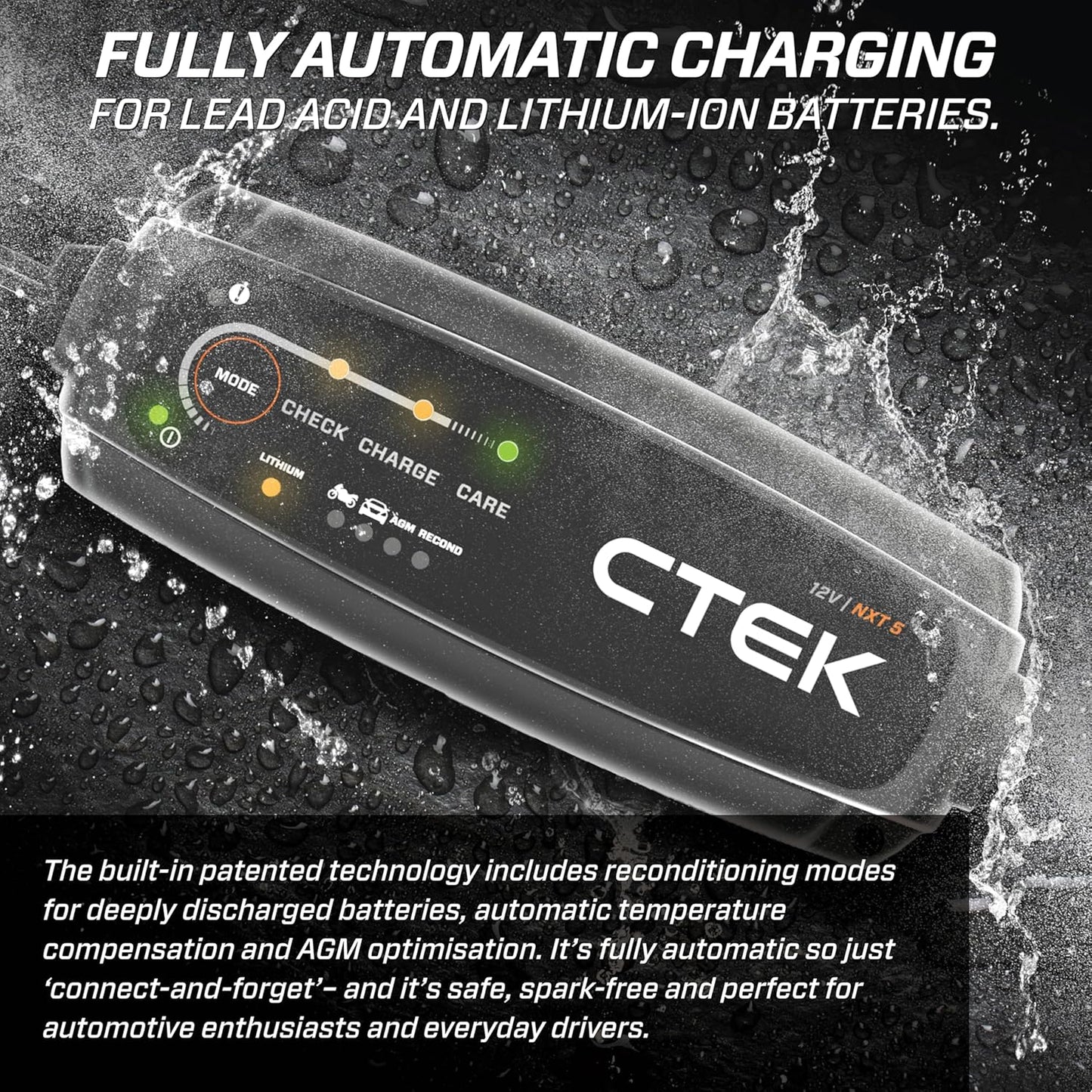 CTEK - 40-206 MXS 5.0 Fully Automatic 4.3 amp Battery Charger and Maintainer 12V