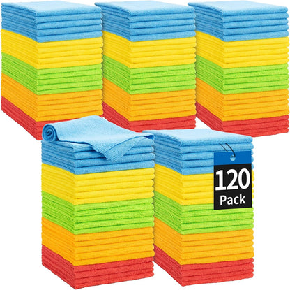 Microfiber Cleaning Cloth, 100 Pack Cleaning Rags Microfiber Towel Bulk Absorbent Lint-Free Wash Cloths, All-Purpose Shop Towels for Cars, Automotive, Garage, Home & Kitchen 11.5"*11.5"