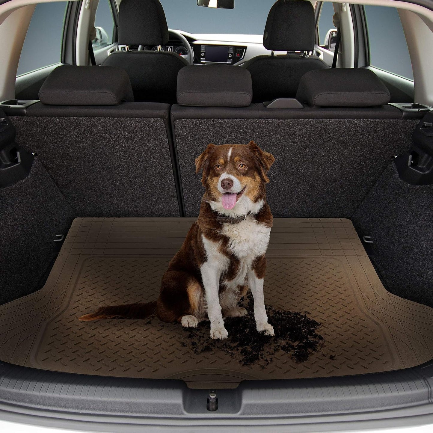 FH Group Automotive Floor Mats Solid ClimaProof for all weather protection Universal Fit Trimmable Heavy Duty fits most Cars, SUVs, and Trucks, 3pc Full Set Black