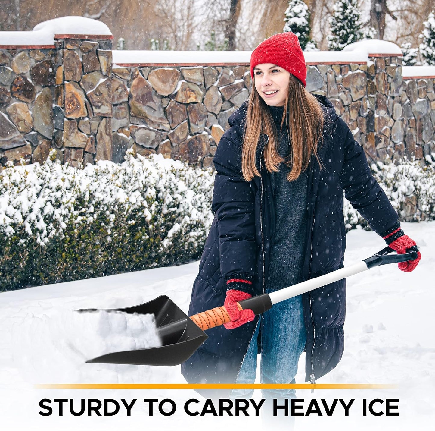 Autovir 27" Snow Brush and Ice Scrapers for Car Windshield (1 Pack), Window Ice and Snow Scraper with Ergonomic Foam Grip, Snow Windshield Scraper with Aluminum Body, Winter Car Accessories (Green)