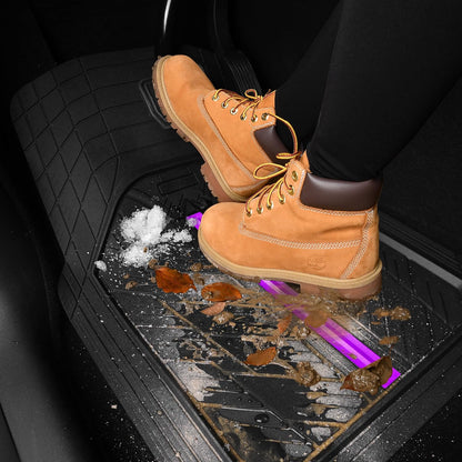 CAR PASS Heavy Rubber Car Floor Mats, Deep Waterproof Car Mats All Weather, Universal Trim-to Fit Automotive Floor Mats for Car SUV Truck Van, Durable Floor Liners Solid Black