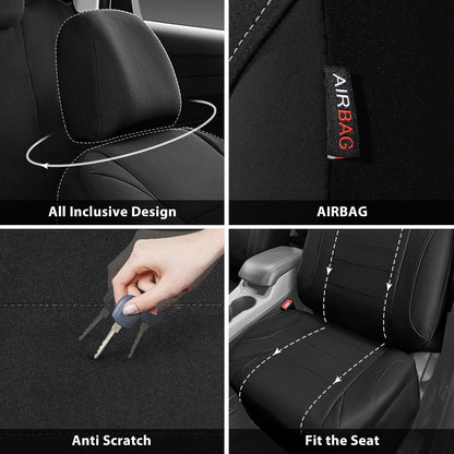 CAR PASS Waterproof Car Seat Covers Front Seats Only with 5mm Composite EVA, Neoprene Car Seat Cover with Separate Headrest Cover, Quick Setup Universal Fit for Car SUV Trucks,Airbag Compatible（Gray