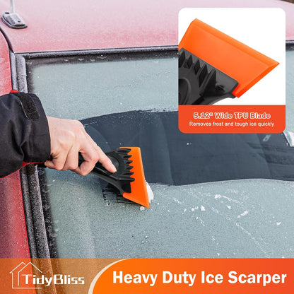 TidyBliss Ice Scraper and Snow Brush for Car Windshield, 24.8 inches Aluminum Frost Remover with Ergonomic Foam Grip for SUV Truck Glass Window (Orange)
