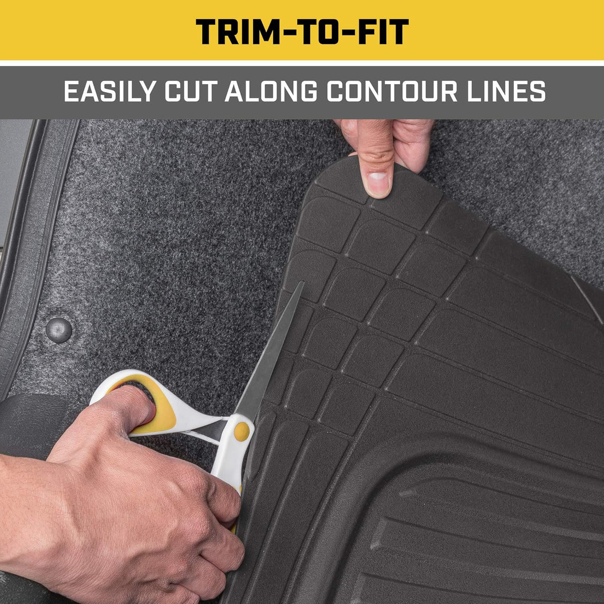 CAT Heavy Duty SUV Black Cargo Liner & Car Trunk Mat - Universal Trimmable All Weather Cargo Mats for Back of SUV - SUV Trunk Mat & Carpet Cover Trunk Liner - Cargo Cover Trunk Cover 53" x 36.25"