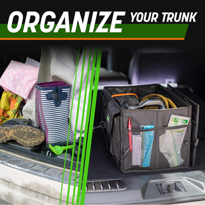 DRIVE - Car Trunk Organizer - Collapsible, Multi-Compartment Automotive SUV Car Organizer for Storage w/Adjustable Straps - Truck & Car Accessories for Women and Men - Black