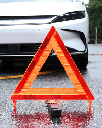 SAFEMATE 3 Pack Warning Triangle DOT Approved, Foldable Emergency Safety Reflective Triangles for Roadside Vehicles Breakdown with Carrying Case