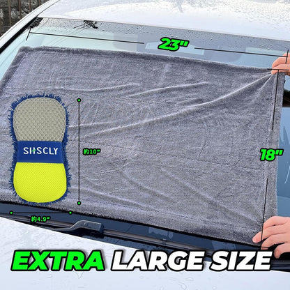 SHSCLY Compact Car Drying Towels, 2 Pack Twist Loop Microfiber Towels, Lightweight and Easy to Control, Highly Absorbent for Cars, Glass, Mirrors and Interior, 20 x 24 Inch