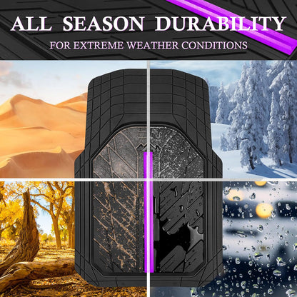 CAR PASS Heavy Rubber Car Floor Mats, Deep Waterproof Car Mats All Weather, Universal Trim-to Fit Automotive Floor Mats for Car SUV Truck Van, Durable Floor Liners Solid Black