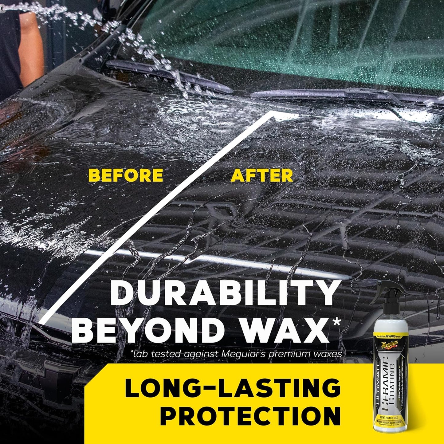 Meguiar's Ultimate Ceramic Coating - Ultra-Durable Cutting-Edge Ceramic Protection with Excellent Water Beading While also increasing gloss, Slickness, and Concealing Minor Paint Defects - 8oz Spray