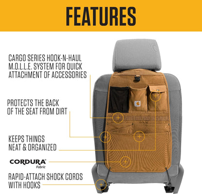 Carhartt Universal Nylon Duck Automotive Seat Back Organizer, Organization for Work and Kids, Black