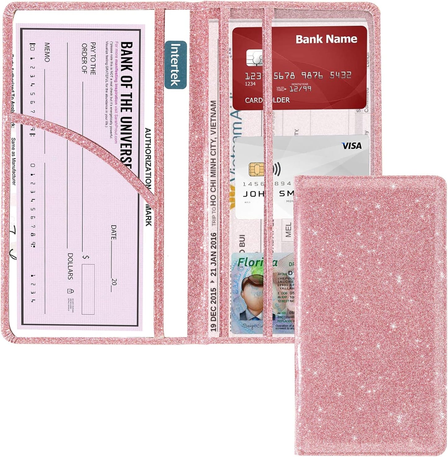 Car Registration and Insurance Holder Registration and Insurance Card Holder Car Essentials for Women Car Insurance and Registration Card Holder Men Pink Car Essentials (Bling Pink)
