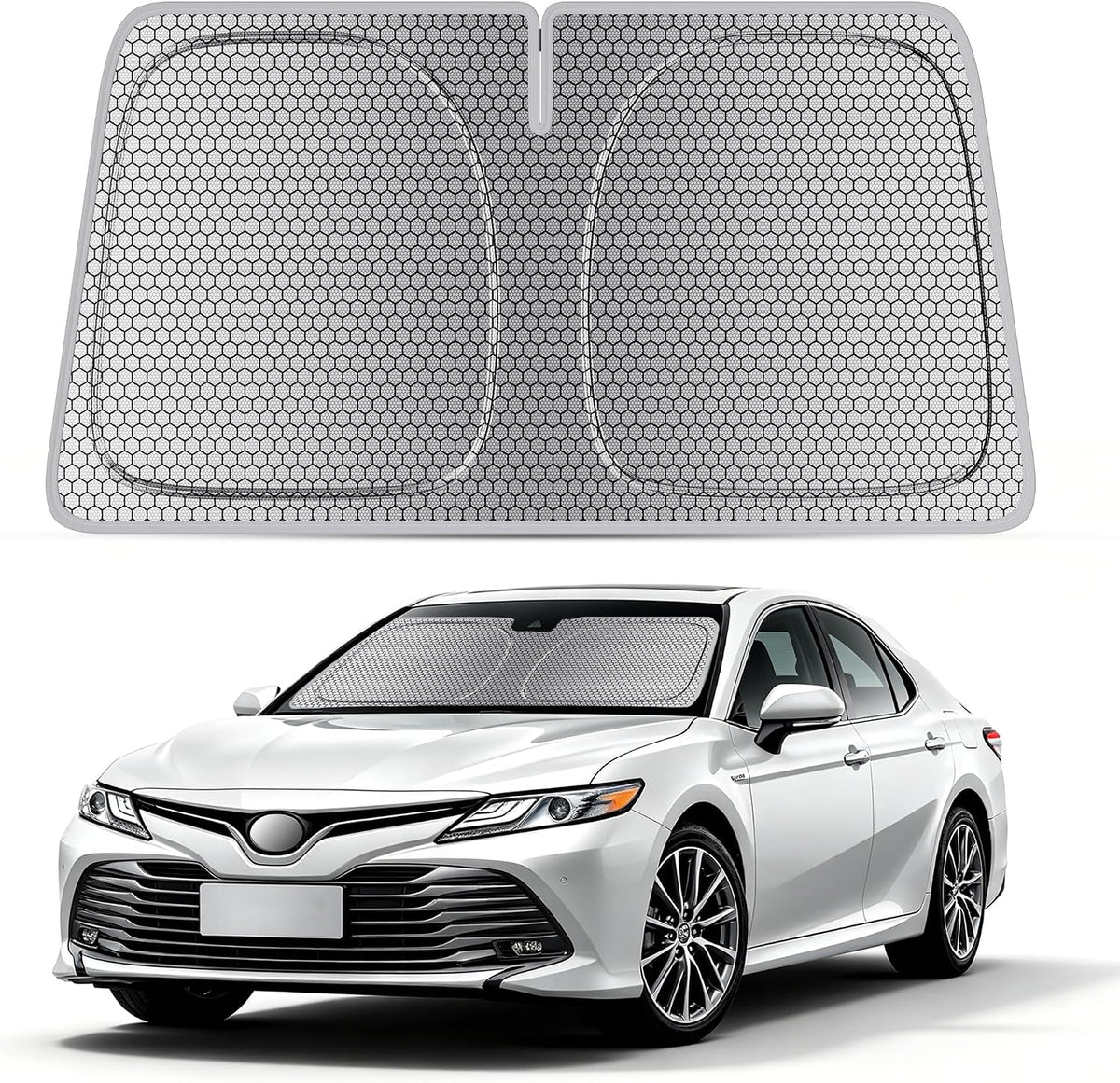 helloleiboo Graphene Car Windshield Sun Shade Car Sun Shade for Windshield with Heat Absorption Coating Foldable Design with UV Protection to Keep Your Car Interior Cooler Silver (X-Large-61 × 34 in)