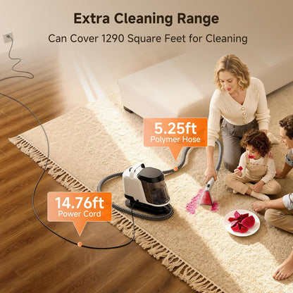 Uwant Portable Carpet and Upholstery for Deep Cleaner, 18Kpa Carpet Cleaner Machine for Cars, Pets with Pet Pro Solution and Self Cleaning Set of 1 for Spot, Rug, Couch