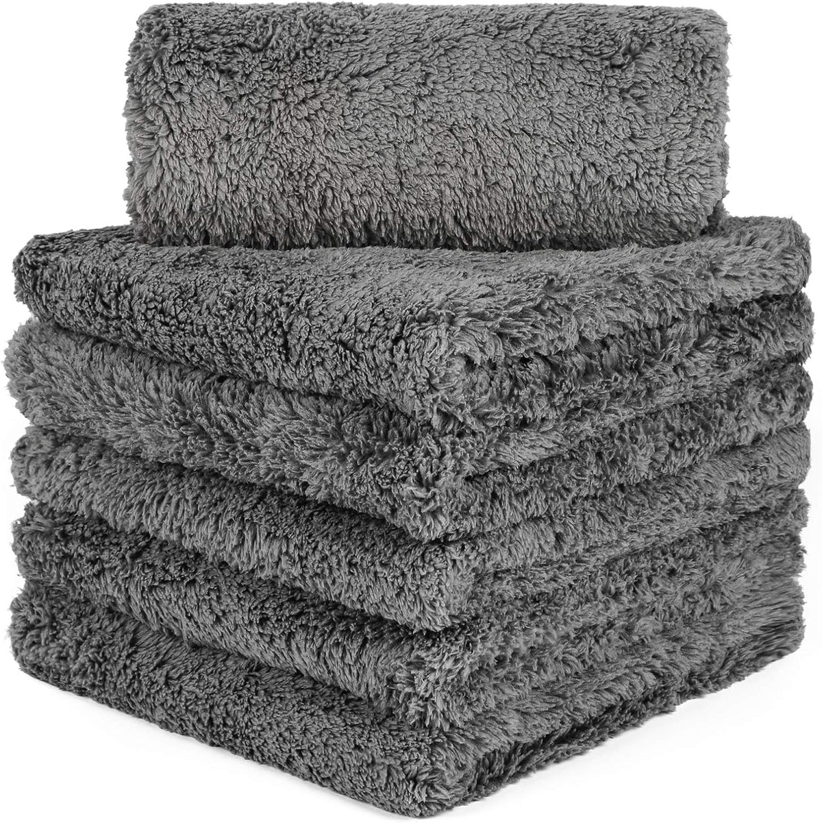 CARCAREZ Microfiber Towels for Cars, Car Drying Wash Detailing Buffing Polishing Towel with Plush Edgeless Microfiber Cloth, 450 GSM 16x16 in. Pack of 6