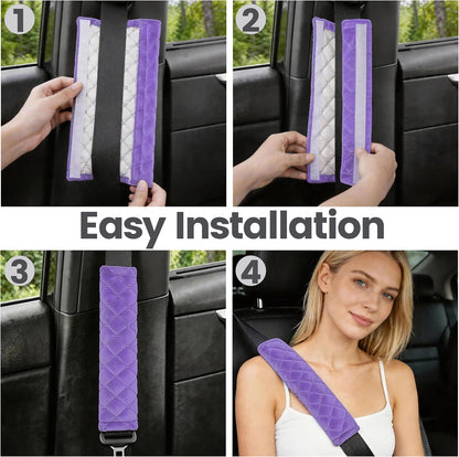 Amooca Soft Auto Seat Belt Cover Seatbelt Shoulder Pad 2 PCS for a More Comfortable Driving Compatible with All Cars and Backpack Black