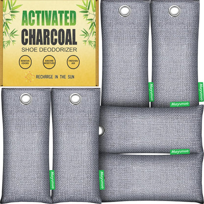 Activated Charcoal Odor Absorber for Strong Odor, Basement, Cars, Closets, Shoes, Smoke. 3 Pack Bamboo Charcoal Air Purifying Bags Deodorizer Odor Eliminator for Home