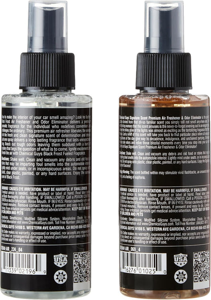 Chemical Guys AIR_302_04 Black Frost Scent and Signature Scent Combo Pack, Great for Cars, Trucks, SUVs, RVs, Home, Office & More (2-4 fl oz Items)