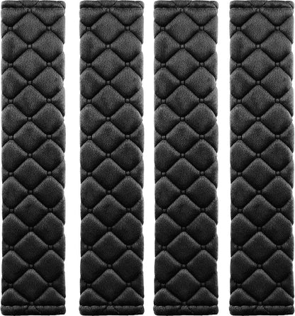 4 Pack Universal Car Seat Belt Pads, Adult Seat Belt Shoulder Strap Covers Harness Pad for Car/Bag,Soft Comfort Helps Protect You Neck Shoulder from The Seat Belt Rubbing（Black）