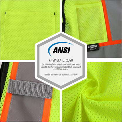 JKSafety Safety Vest for men women Hi Vis Vest with Pockets and Zipper High Visibility Meet ANSI Standard（BX310