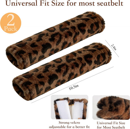 Amooca Soft Faux Fur Universal Fit Seatbelt Cover Car Truck SUV Airplane Seat Belt Shoulder Pad for Carmera Backpack Straps Neck Cushion Protector 2 Pack 10.5in Dark Gray
