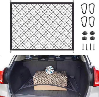 BAILALIBO Cargo Net Stretchable, Adjustable Elastic Trunk Mesh Nets with Metal Hook Universal for SUV, Jeep, Trucks, Car Exterior Accessories for Secure Storage (35.4x15.8 inch)