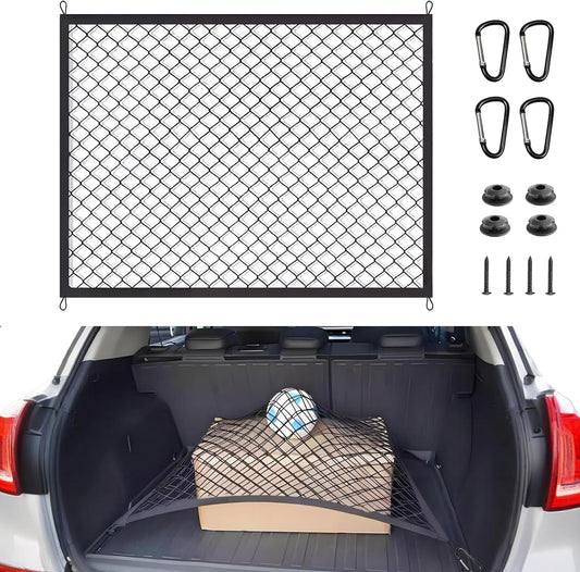 BAILALIBO Cargo Net Stretchable, Adjustable Elastic Trunk Mesh Nets with Metal Hook Universal for SUV, Jeep, Trucks, Car Exterior Accessories for Secure Storage (35.4x15.8 inch)