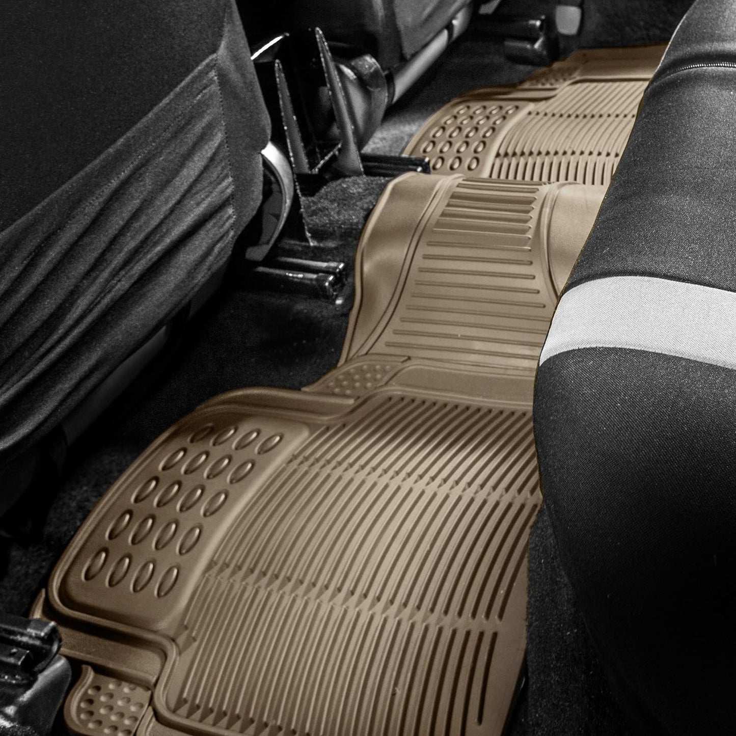 FH Group Automotive Floor Mats Solid ClimaProof for all weather protection Universal Fit Trimmable Heavy Duty fits most Cars, SUVs, and Trucks, 3pc Full Set Black