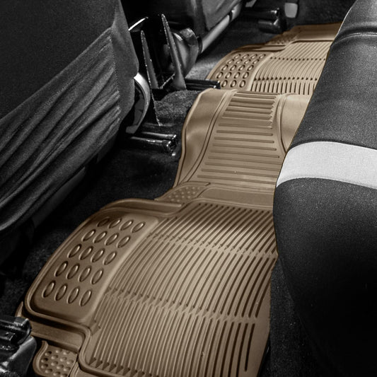 FH Group Automotive Floor Mats Solid ClimaProof for all weather protection Universal Fit Trimmable Heavy Duty fits most Cars, SUVs, and Trucks, 3pc Full Set Black