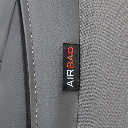 CAR PASS Universal FIT Piping Leather Two Front Seat Covers, Waterproof Faux Leather for SUV Sedan Van Truck, Airbag Compatible,Reserved Opening Holes for Headrest Covers. (Black red)