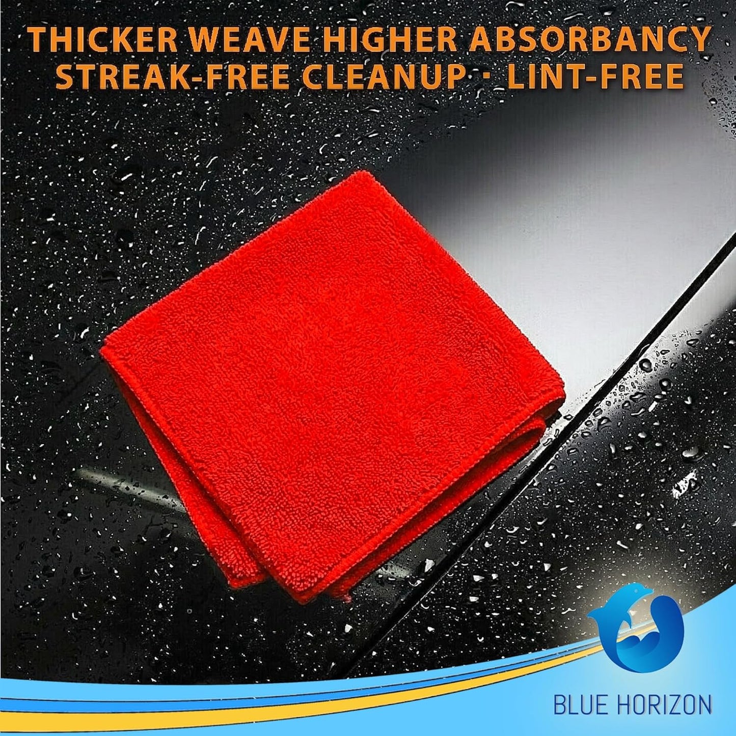 Orange Large Microfiber Cleaning Towels, 36-Pack Dual-Sided Ultra Soft Plush Washcloth, Professional Grade Premium Microfiber Detailing Cloths, Car, Household and Commercial (Orange, 16" x 16")
