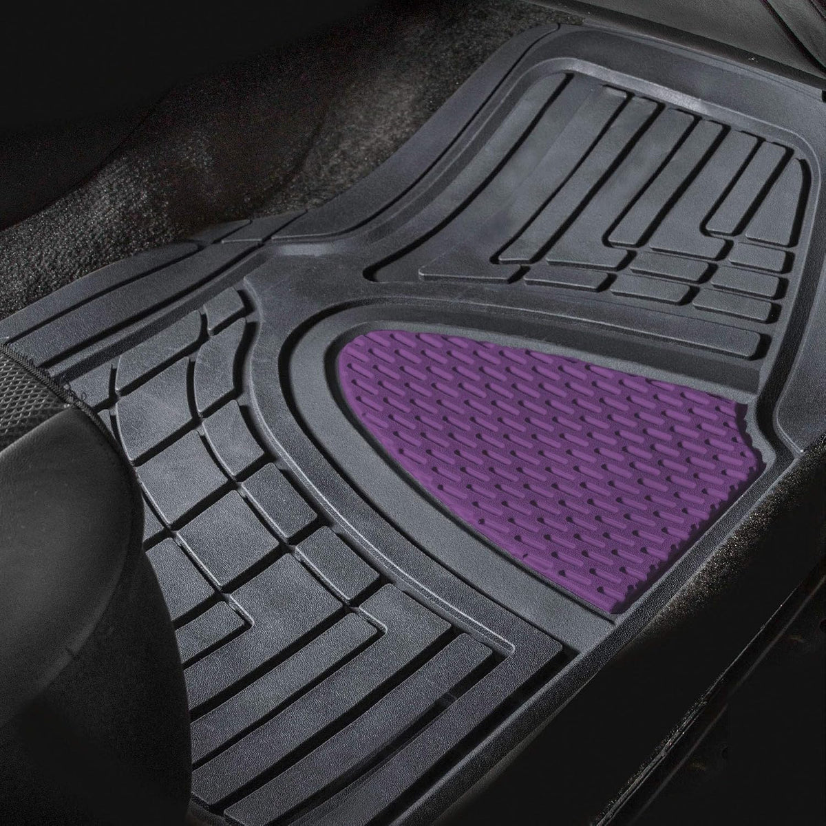 FH Group Automotive Floor Mats - Heavy-Duty Rubber Floor Mats for Cars, Universal Fit Full Set, Climaproof & Trimmable Floor Mats for Most Sedan, SUV, Truck, Black