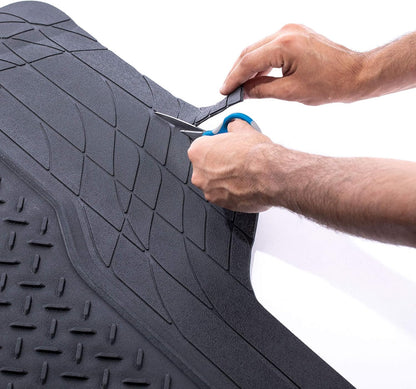 FH Group Automotive Floor Mats Solid ClimaProof for all weather protection Universal Fit Trimmable Heavy Duty fits most Cars, SUVs, and Trucks, 3pc Full Set Black