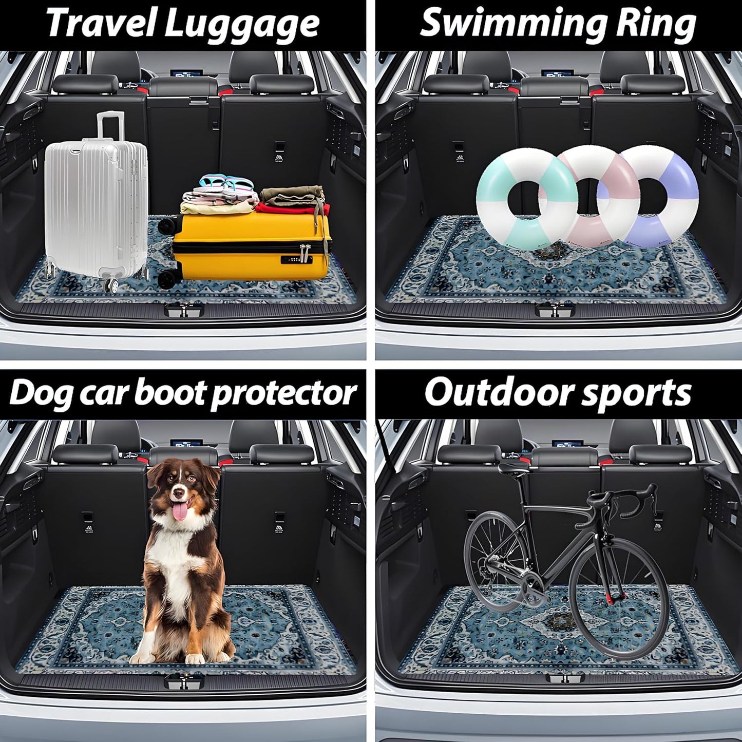 Universal Car Trunk Mat 29" x 39",Purple Colorful Flowers All Weather Trunk Protection Cargo Liner, Durable Cargo Mat Rear Trunk Liner,Stylish Vehicle Interior Accessories Suitable for Most Car Models